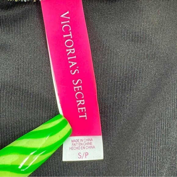 Victoria’s Secret Paisley Neon String Bikini Bottoms Black Multi Small - Picture 6 of 7